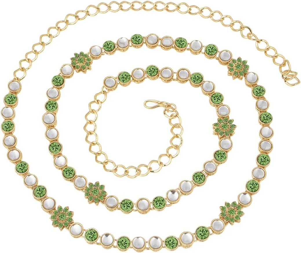 Aheli Indian Faux Kundan Waist Chain Kamarband Kamar Patta Womens Belly Chain Sari Saree Belt Ethnic Traditional Fashion Jewelry Gift for Women