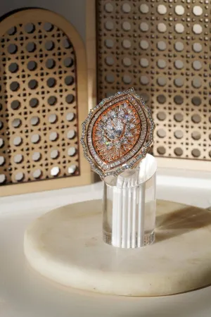 Aishi - Rose Gold Adjustable Marquise AD Ring