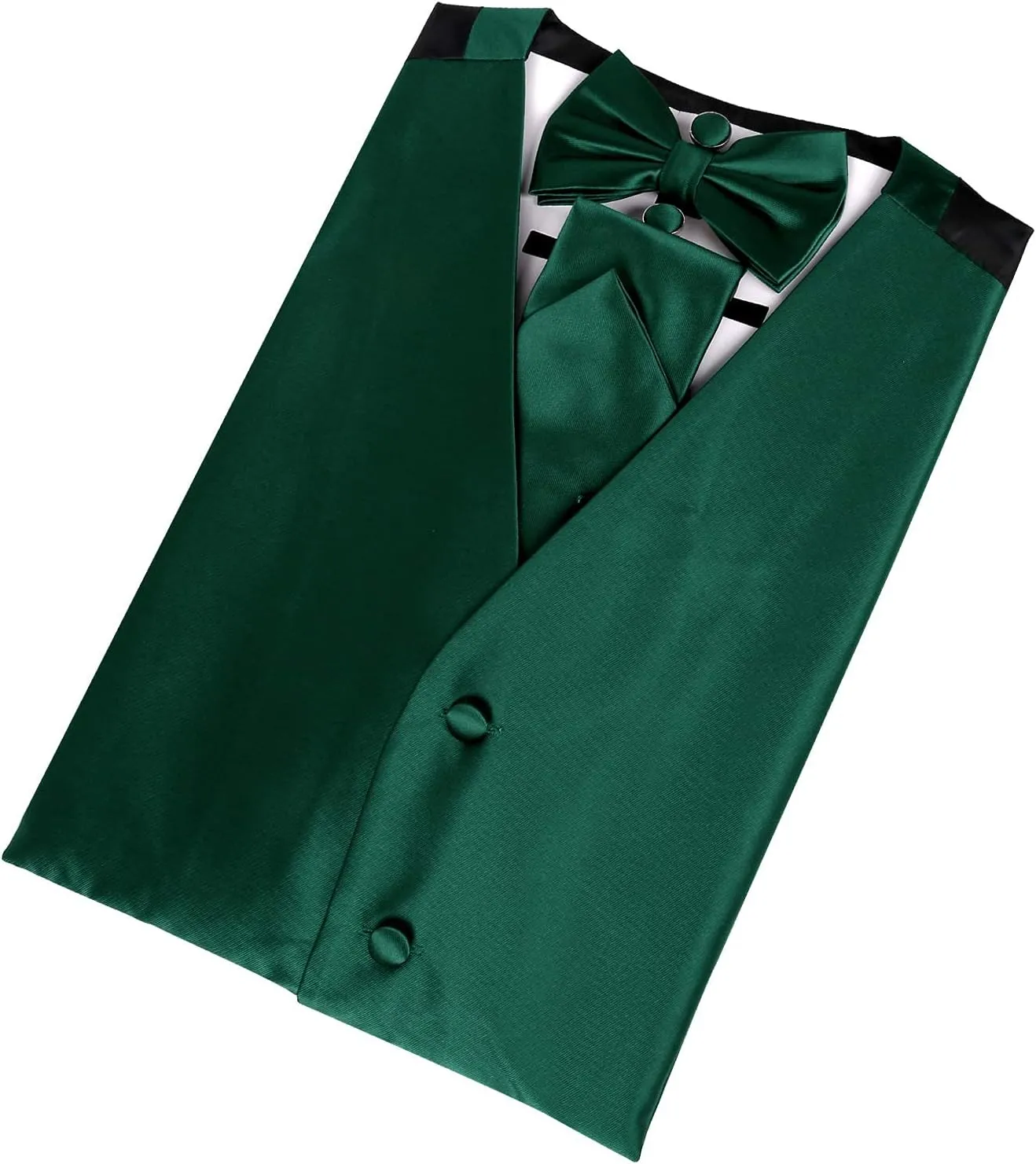 Alizeal Mens Classic 5Pcs Solid Color Satin Suit Vest Set