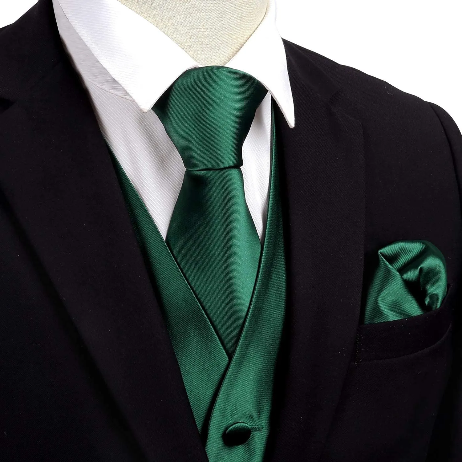 Alizeal Mens Classic 5Pcs Solid Color Satin Suit Vest Set