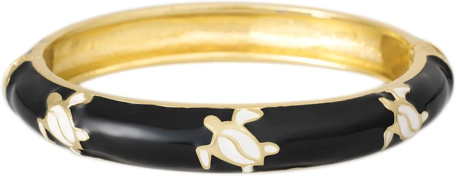 Aloha Jewelry Company Hawaiian Turtle Hinged Clasp Fashion Enamel Bangle Bracelet