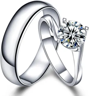 Amazing Brilliant Genuine Diamond 14K White Solid Gold Wedding Engagement Promise Fashion Couple Band Ring for Men and Women With GIA Certificate(0.20cttw,G-H Color,VS-SI1 Clarity)