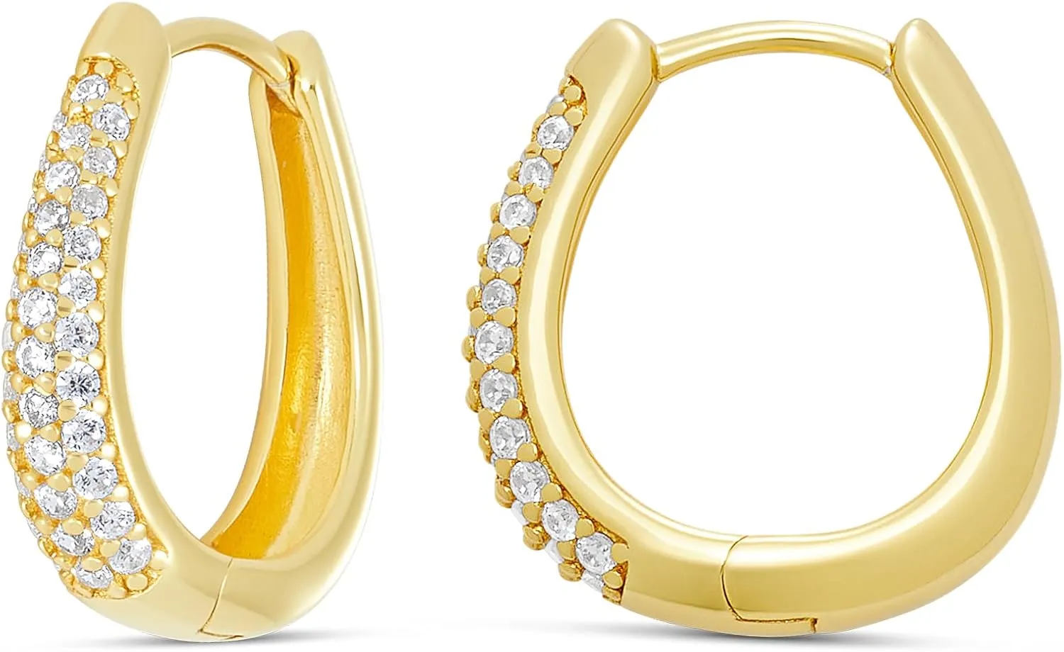 Amazon Essentials Sterling Silver Pave Cubic Zirconia Oval Hoops (previously Amazon Collection)