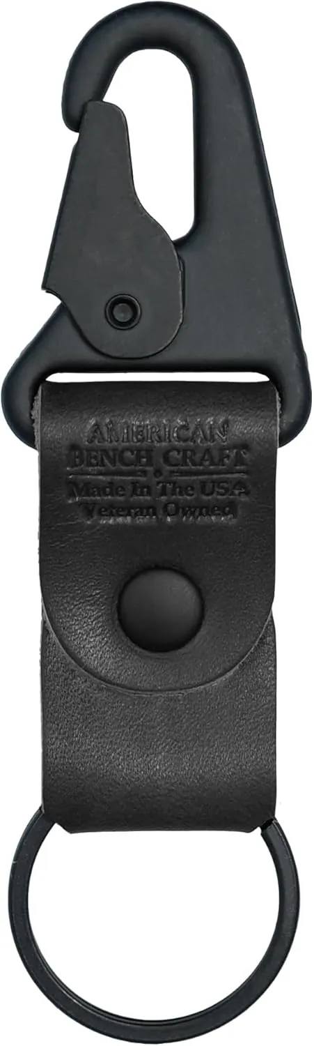 American Bench Craft Clip On Tactical Keychain | Full Grain Leather Keychain for Men | Durable HK Snap Key Fob, Made in USA