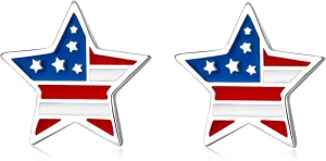 American Flag Earrings for Women 925 Sterling Silver 4th of July Stud Earrings Red White And Blue Heart Star USA Flag Fourth of July Independence Day Gifts for Women