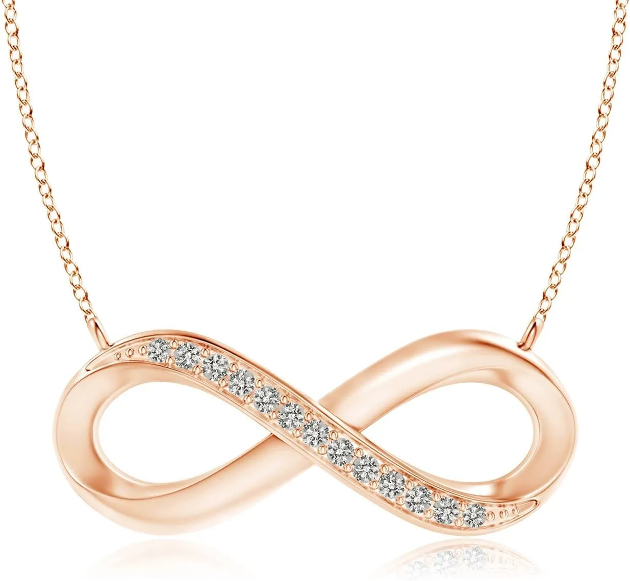 Angara Diamond Infinity Pendant Necklace in Sterling Silver/14K Solid Gold | April Birthstone, Birthday, Engagement, Anniversary, Wedding Jewelry Gift for Women
