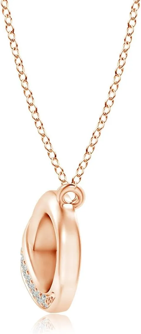Angara Diamond Infinity Pendant Necklace in Sterling Silver/14K Solid Gold | April Birthstone, Birthday, Engagement, Anniversary, Wedding Jewelry Gift for Women