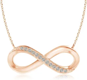 Angara Diamond Infinity Pendant Necklace in Sterling Silver/14K Solid Gold | April Birthstone, Birthday, Engagement, Anniversary, Wedding Jewelry Gift for Women