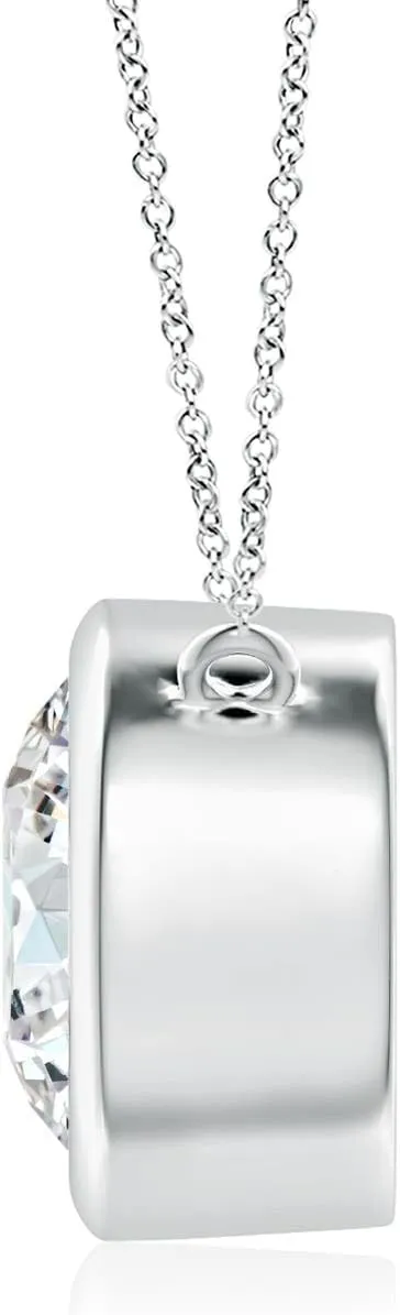 Angara IGI Certified 1-6 ct Lab Grown Bezel-Set Round Diamond Solitaire Necklace in 14K Solid Gold/Platinum | April Birthstone, Birthday, Engagement, Anniversary, Wedding Jewelry Gift for Women