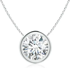 Angara IGI Certified 1-6 ct Lab Grown Bezel-Set Round Diamond Solitaire Necklace in 14K Solid Gold/Platinum | April Birthstone, Birthday, Engagement, Anniversary, Wedding Jewelry Gift for Women