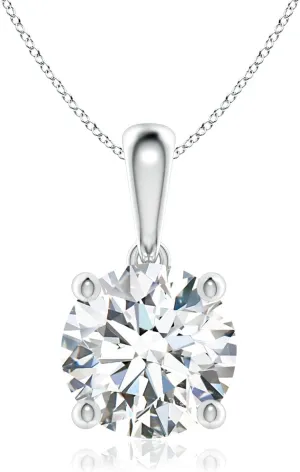 Angara IGI Certified 1-6 ct Lab Grown Classic Round Diamond Solitaire Pendant in 14K Solid Gold/Platinum | April Birthstone, Birthday, Engagement, Anniversary, Wedding Jewelry Gift for Women