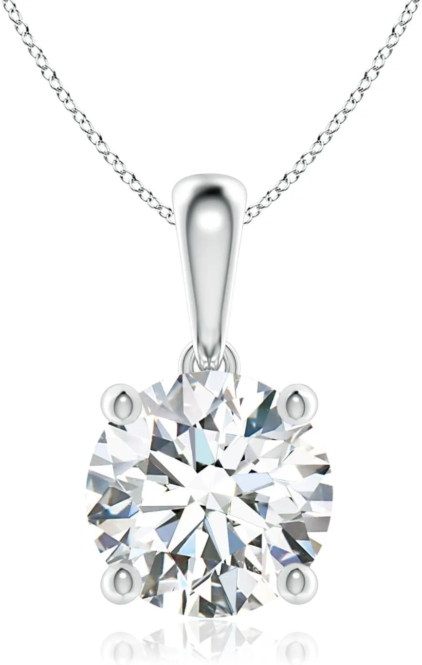 Angara IGI Certified 1-6 ct Lab Grown Classic Round Diamond Solitaire Pendant in 14K Solid Gold/Platinum | April Birthstone, Birthday, Engagement, Anniversary, Wedding Jewelry Gift for Women