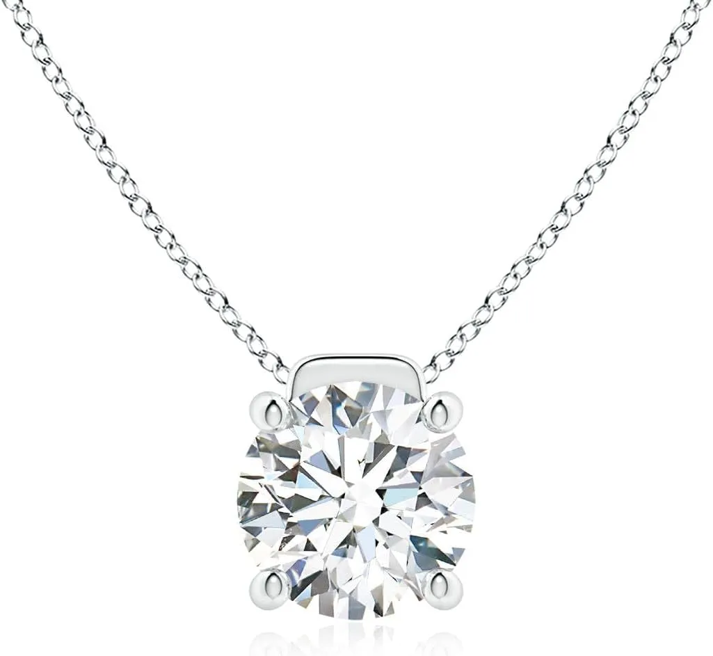 Angara IGI Certified 1-6 ct Lab Grown Solitaire Round Diamond Floating Pendant in 14K Solid Gold/Platinum | April Birthstone, Birthday, Engagement, Anniversary, Wedding Jewelry Gift for Women