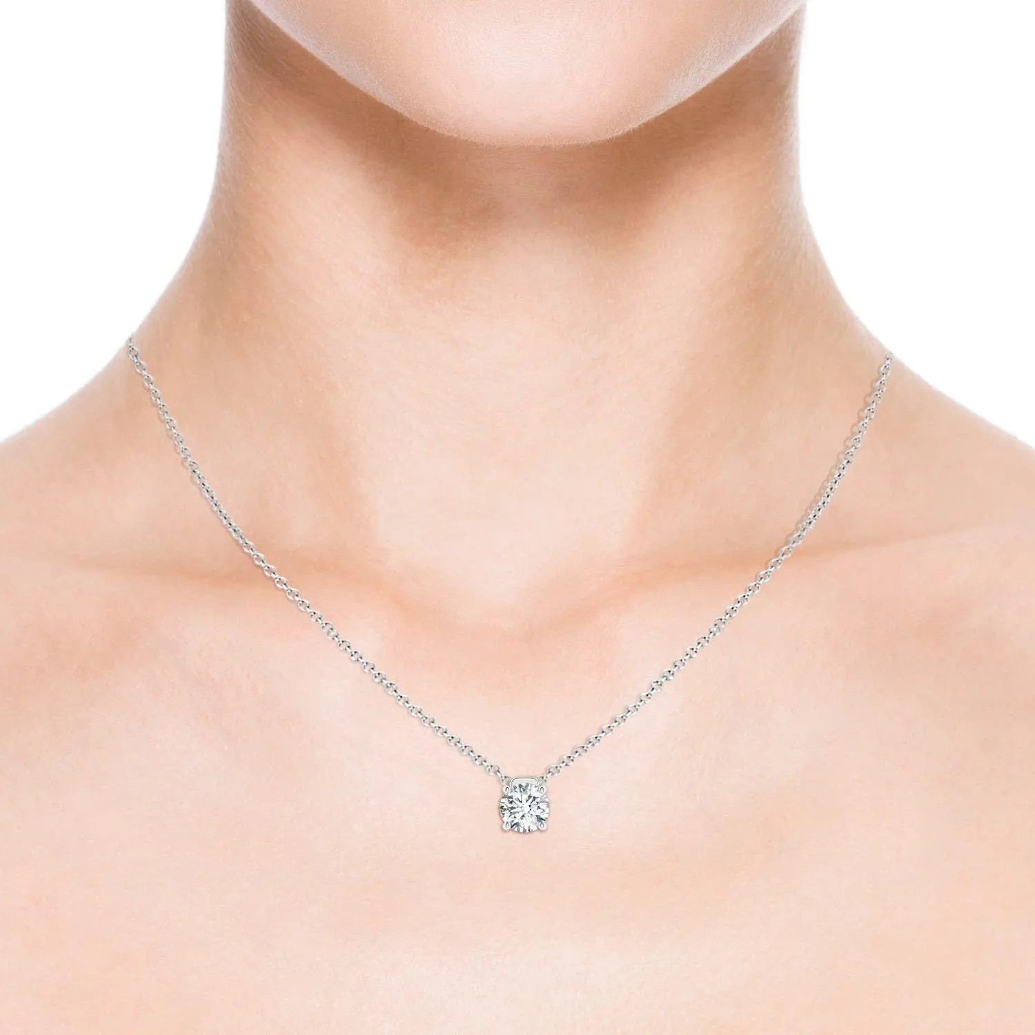 Angara IGI Certified 1-6 ct Lab Grown Solitaire Round Diamond Floating Pendant in 14K Solid Gold/Platinum | April Birthstone, Birthday, Engagement, Anniversary, Wedding Jewelry Gift for Women