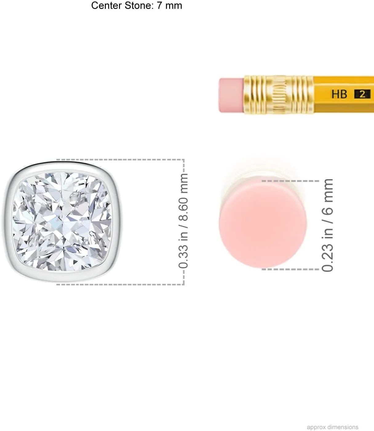 Angara Lab Grown Bezel-Set Cushion Diamond Solitaire Pendant in 14K Solid Gold/Platinum | April Birthstone, Birthday, Engagement, Anniversary, Wedding Jewelry Gift for Women