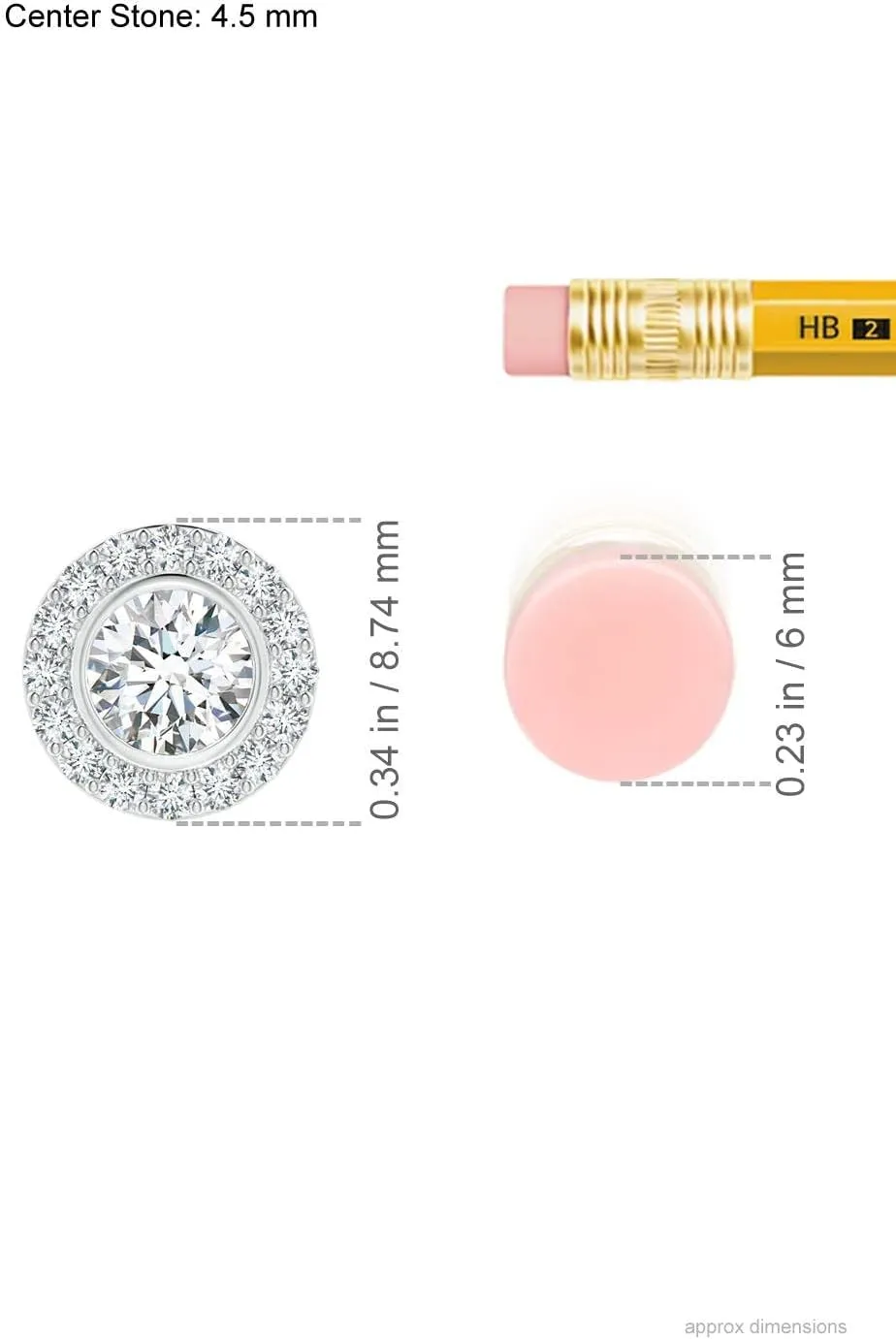 Angara Lab Grown Bezel-Set Solitaire Round Diamond Halo Pendant in 14K Solid Gold/Platinum | April Birthstone, Birthday, Engagement, Anniversary, Wedding Jewelry Gift for Women