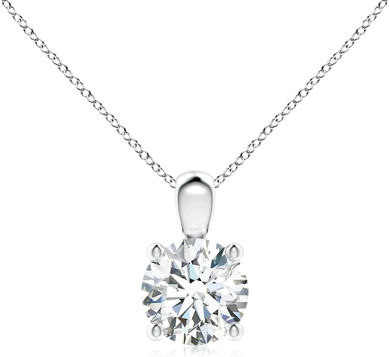 Angara Lab Grown Classic Round Diamond Solitaire Pendant in Silver / 14K Solid Gold/Platinum | April Birthstone, Birthday, Engagement, Anniversary, Wedding Jewelry Gift for Women