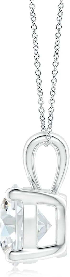 Angara Lab Grown Classic Round Diamond Solitaire Pendant in Silver / 14K Solid Gold/Platinum | April Birthstone, Birthday, Engagement, Anniversary, Wedding Jewelry Gift for Women