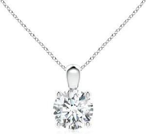 Angara Lab Grown Classic Round Diamond Solitaire Pendant in Silver / 14K Solid Gold/Platinum | April Birthstone, Birthday, Engagement, Anniversary, Wedding Jewelry Gift for Women