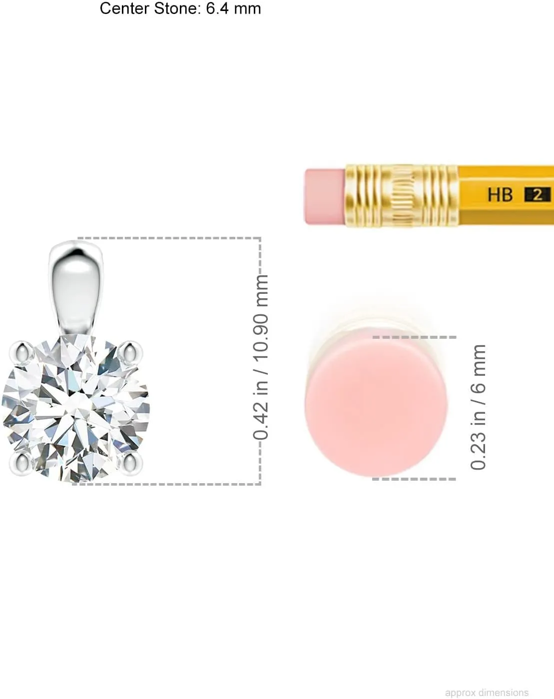 Angara Lab Grown Classic Round Diamond Solitaire Pendant in Silver / 14K Solid Gold/Platinum | April Birthstone, Birthday, Engagement, Anniversary, Wedding Jewelry Gift for Women