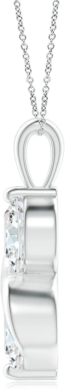 Angara Lab Grown Classic Two Stone Diamond Swirl Pendant in Silver / 14K Solid Gold/Platinum | April Birthstone, Birthday, Engagement, Anniversary, Wedding Jewelry Gift for Women