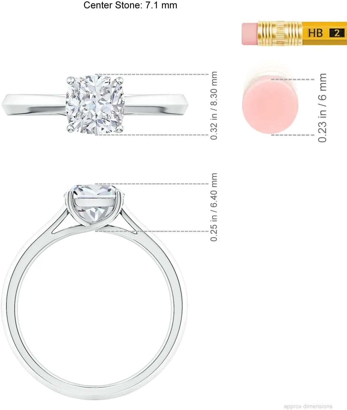Angara Lab Grown Cushion Diamond Knife-Edge Shank Trellis Engagement Ring in Silver / 14K Solid Gold/Platinum | April Birthstone, Birthday, Anniversary, Wedding Jewelry Gift for Women