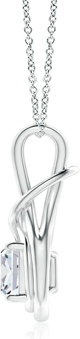 Angara Lab Grown Cushion Diamond Solitaire Infinity Knot Pendant in 14K Solid Gold/Platinum | April Birthstone, Birthday, Engagement, Anniversary, Wedding Jewelry Gift for Women