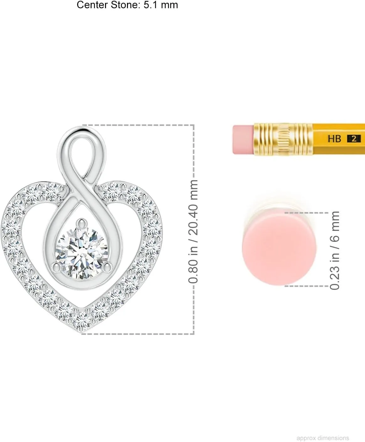 Angara Lab Grown Diamond Heart Pendant with Infinity Loop in 14K Solid Gold/Platinum | April Birthstone, Birthday, Engagement, Anniversary, Wedding Jewelry Gift for Women