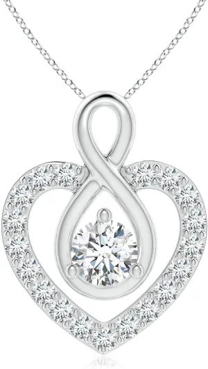 Angara Lab Grown Diamond Heart Pendant with Infinity Loop in 14K Solid Gold/Platinum | April Birthstone, Birthday, Engagement, Anniversary, Wedding Jewelry Gift for Women