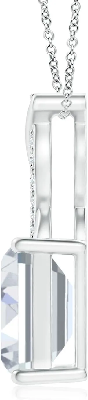 Angara Lab Grown Diamond Pendant with Entwined Bale in Silver / 14K Solid Gold/Platinum | April Birthstone, Birthday, Engagement, Anniversary, Wedding Jewelry Gift for Women