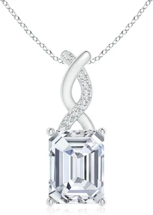 Angara Lab Grown Diamond Pendant with Entwined Bale in Silver / 14K Solid Gold/Platinum | April Birthstone, Birthday, Engagement, Anniversary, Wedding Jewelry Gift for Women