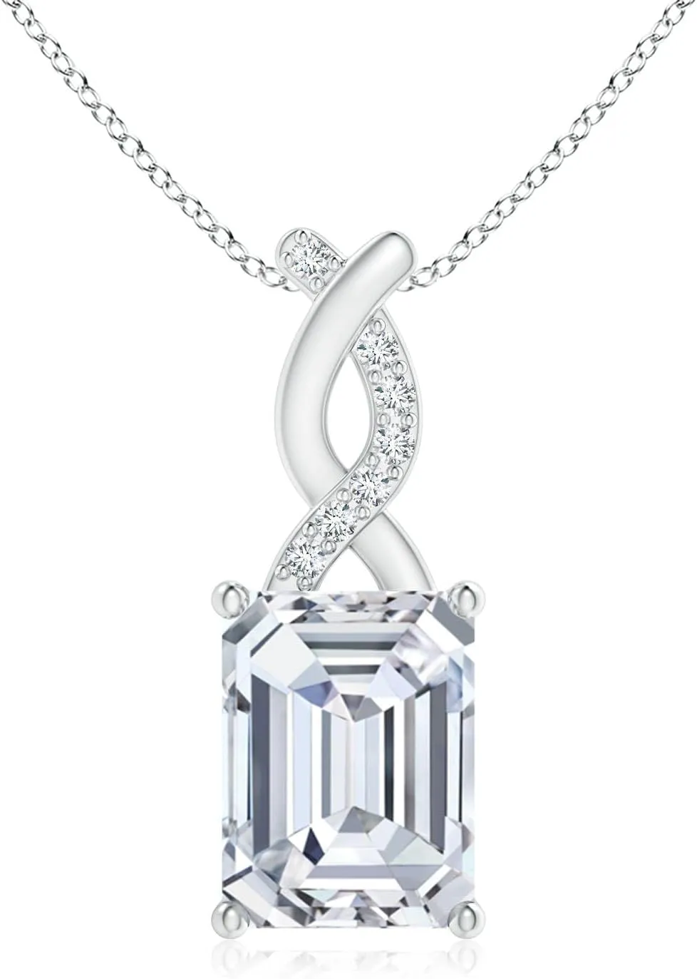 Angara Lab Grown Diamond Pendant with Entwined Bale in Silver / 14K Solid Gold/Platinum | April Birthstone, Birthday, Engagement, Anniversary, Wedding Jewelry Gift for Women