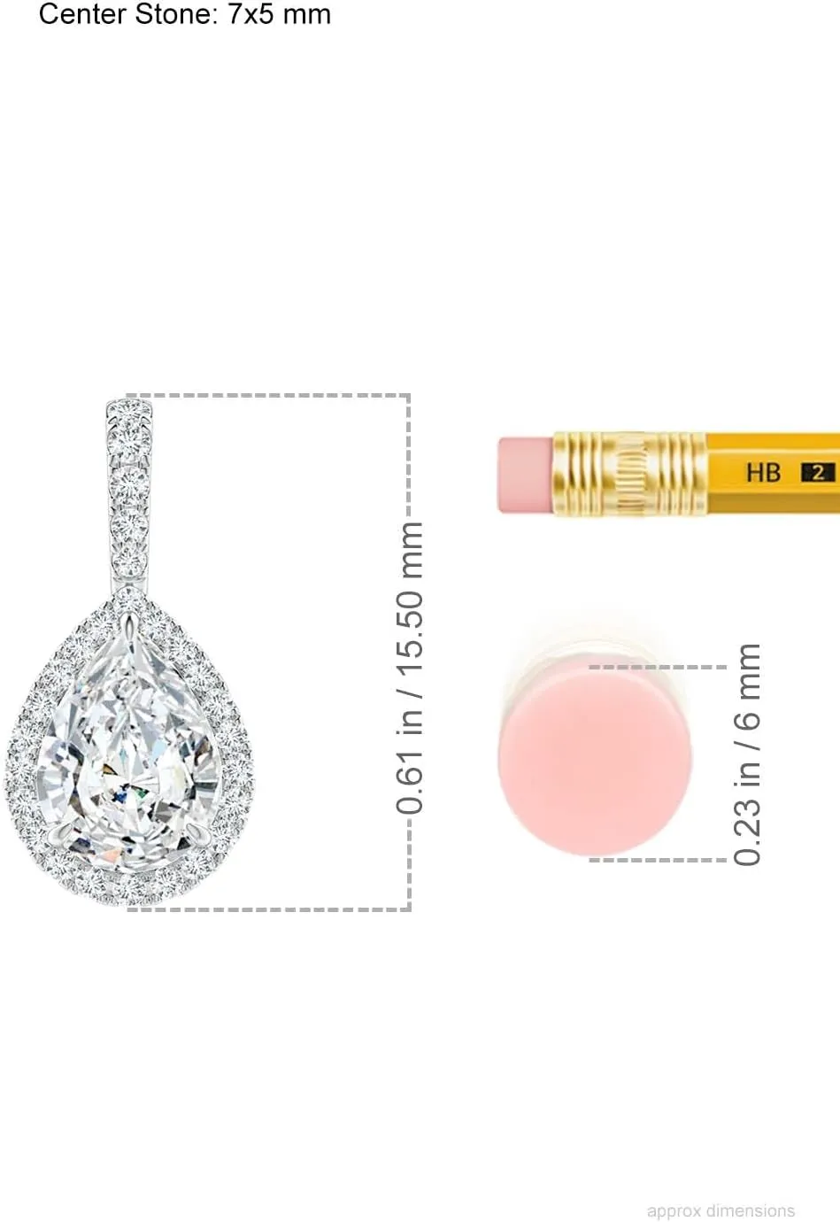 Angara Lab Grown Diamond Teardrop Pendant with Halo in Silver / 14K Solid Gold/Platinum | April Birthstone, Birthday, Engagement, Anniversary, Wedding Jewelry Gift for Women