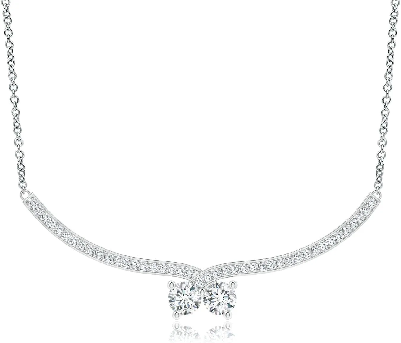 Angara Lab Grown Double Diamond Cherry Necklace in 14K Solid Gold/Platinum | April Birthstone, Birthday, Engagement, Anniversary, Wedding Jewelry Gift for Women