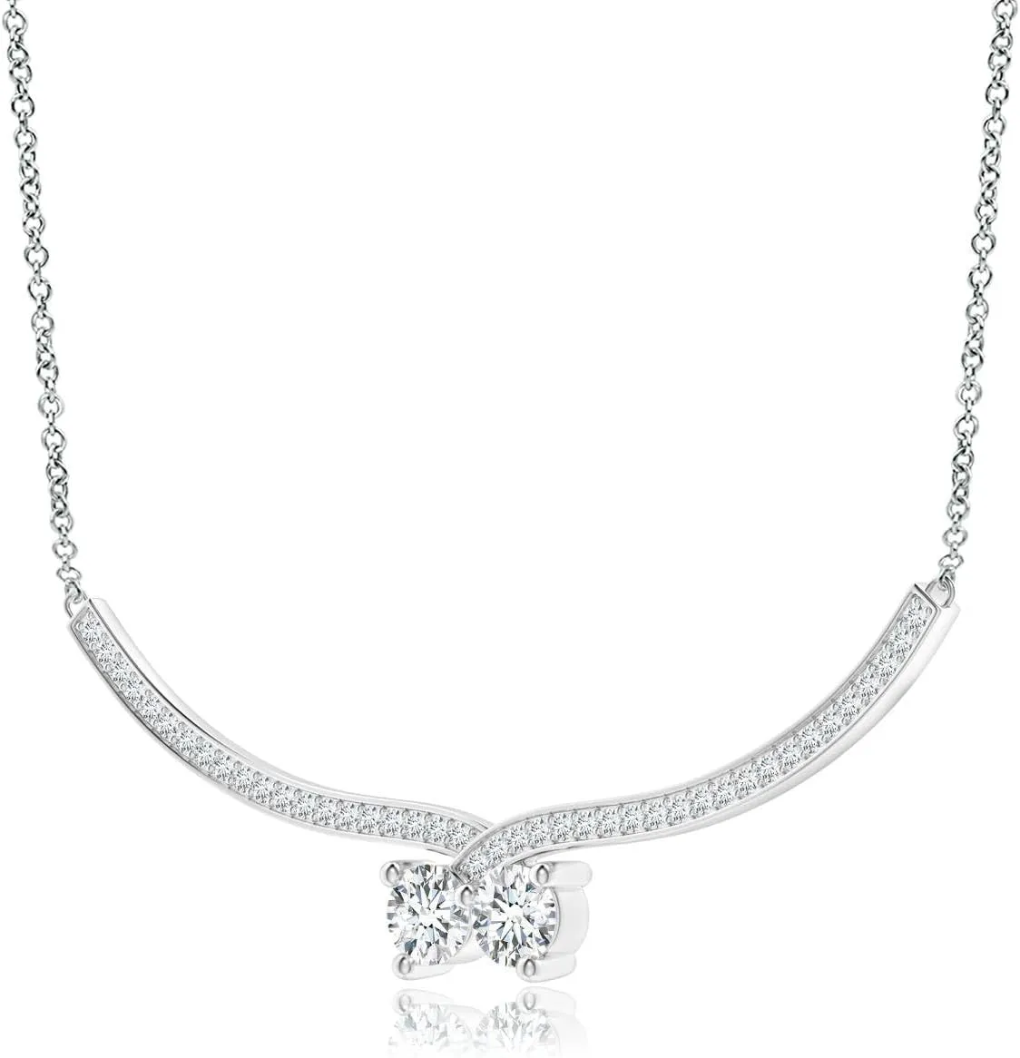 Angara Lab Grown Double Diamond Cherry Necklace in 14K Solid Gold/Platinum | April Birthstone, Birthday, Engagement, Anniversary, Wedding Jewelry Gift for Women