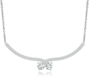 Angara Lab Grown Double Diamond Cherry Necklace in 14K Solid Gold/Platinum | April Birthstone, Birthday, Engagement, Anniversary, Wedding Jewelry Gift for Women