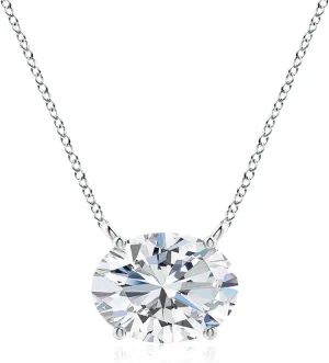 Angara Lab Grown East-West Oval Diamond Solitaire Pendant in Silver / 14K Solid Gold/Platinum | April Birthstone, Birthday, Engagement, Anniversary, Wedding Jewelry Gift for Women