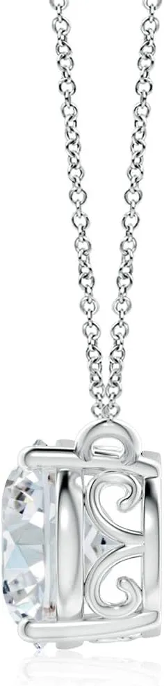 Angara Lab Grown East-West Oval Diamond Solitaire Pendant in Silver / 14K Solid Gold/Platinum | April Birthstone, Birthday, Engagement, Anniversary, Wedding Jewelry Gift for Women