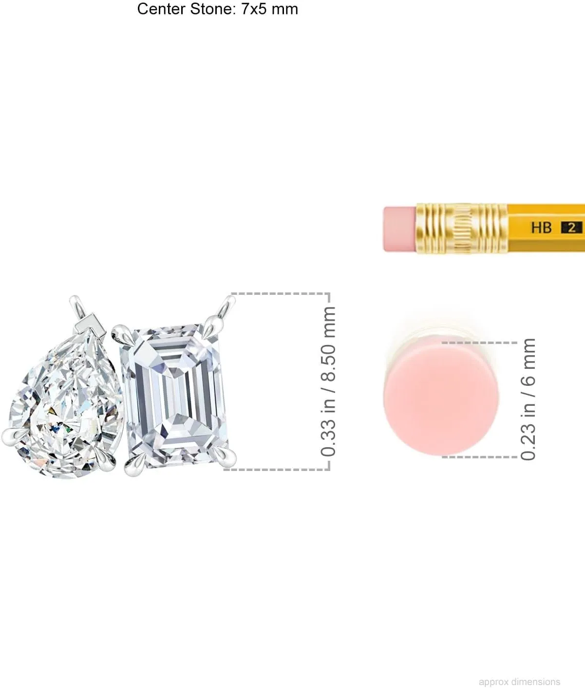 Angara Lab Grown Emerald-Cut & Pear Diamond Two-Stone Pendant with Filigree in Silver / 14K Solid Gold/Platinum | April Birthstone, Birthday, Engagement, Anniversary, Wedding Jewelry Gift for Women