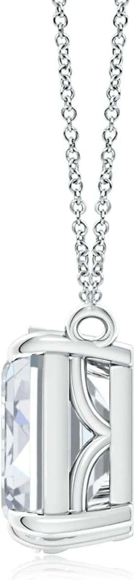 Angara Lab Grown Emerald-Cut & Pear Diamond Two-Stone Pendant with Filigree in Silver / 14K Solid Gold/Platinum | April Birthstone, Birthday, Engagement, Anniversary, Wedding Jewelry Gift for Women