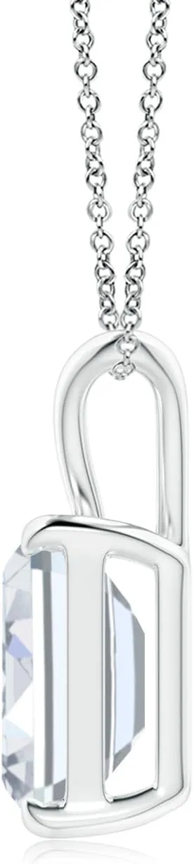 Angara Lab Grown Emerald-Cut Diamond Solitaire V-Bale Pendant in 14K Solid Gold/Platinum | April Birthstone, Birthday, Engagement, Anniversary, Wedding Jewelry Gift for Women