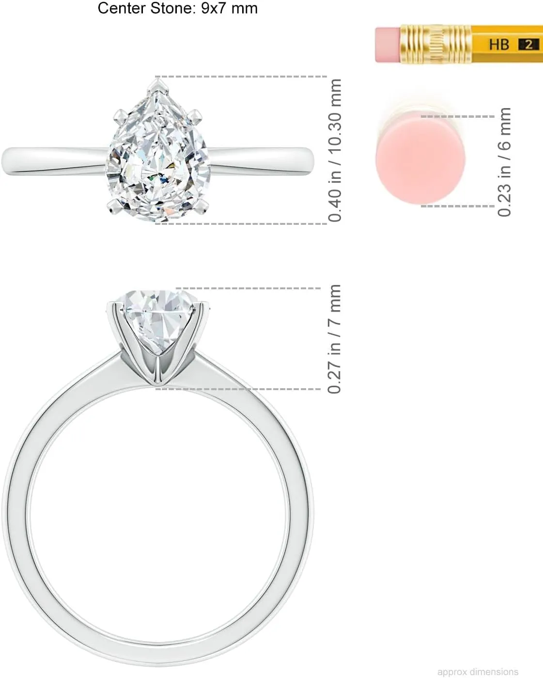 Angara Lab Grown Pear Diamond Reverse Tapered Shank Solitaire Engagement Ring in Silver / 14K Solid Gold/Platinum | April Birthstone, Birthday, Anniversary, Wedding Jewelry Gift for Women