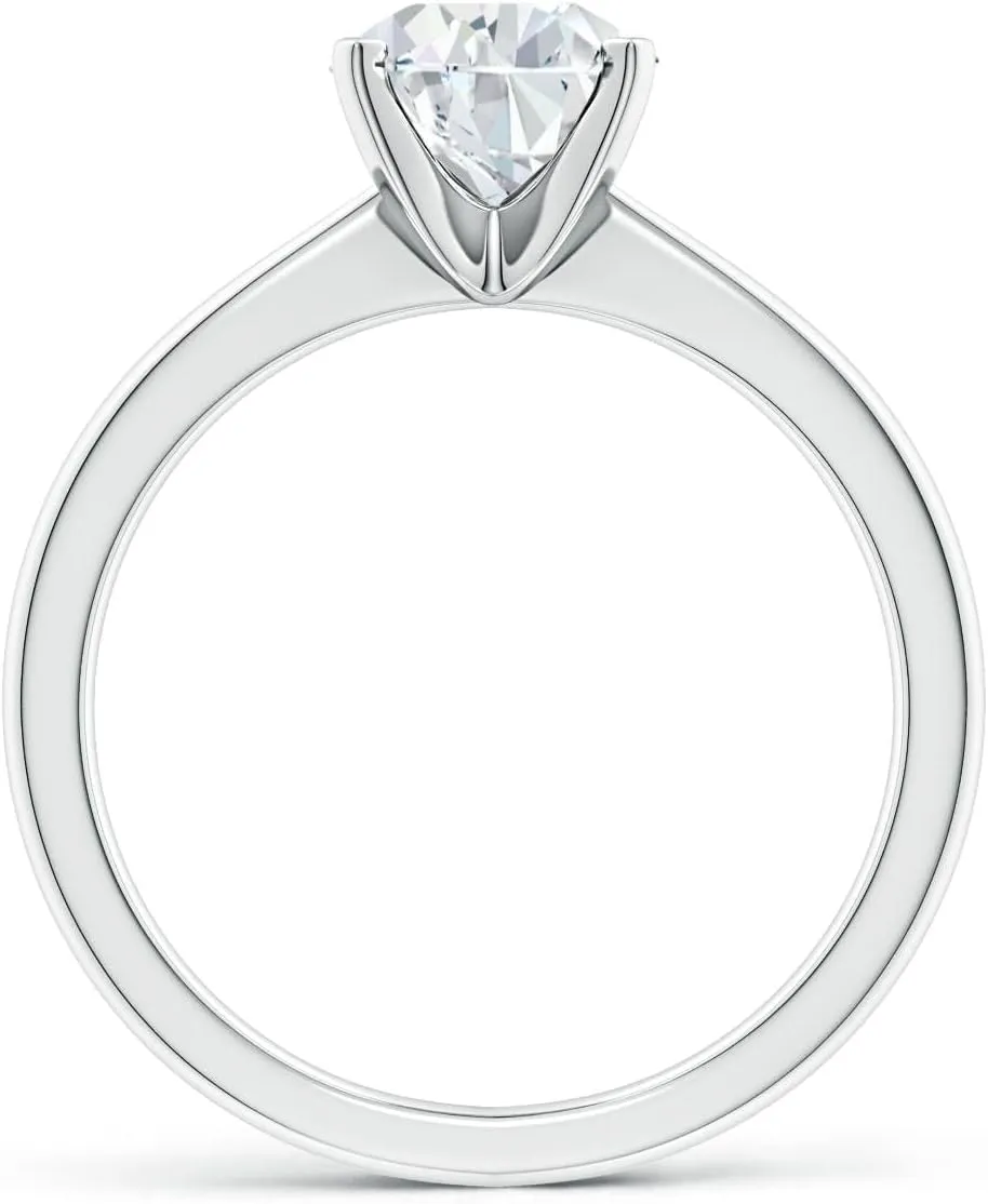 Angara Lab Grown Pear Diamond Reverse Tapered Shank Solitaire Engagement Ring in Silver / 14K Solid Gold/Platinum | April Birthstone, Birthday, Anniversary, Wedding Jewelry Gift for Women