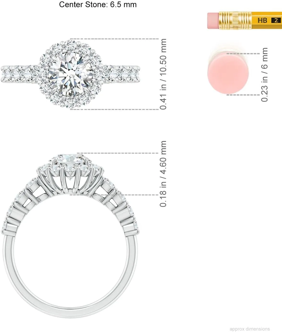 Angara Lab Grown Round Diamond Floral Halo Engagement Ring in Silver / 14K Solid Gold/Platinum | April Birthstone, Birthday, Anniversary, Wedding Jewelry Gift for Women