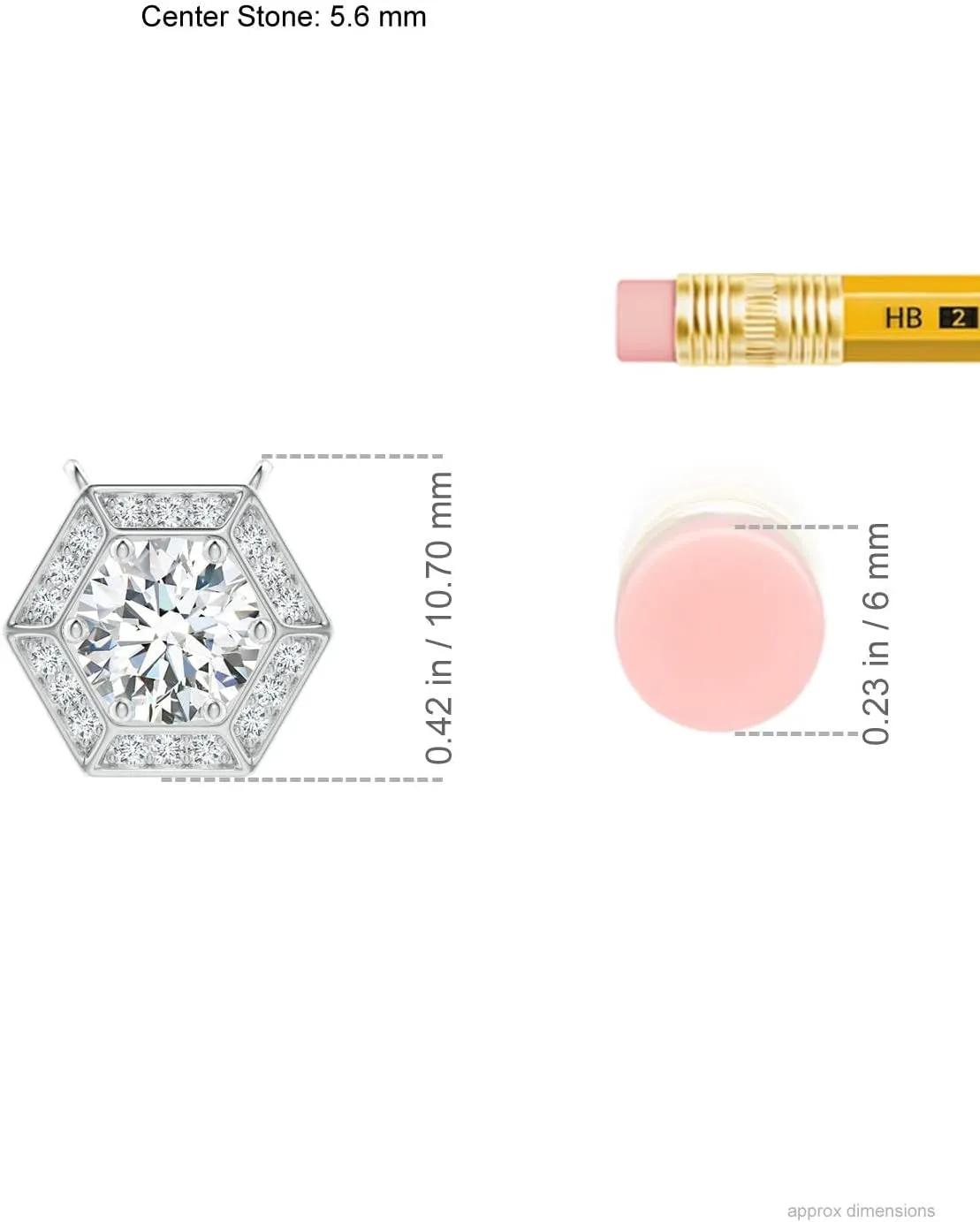 Angara Lab Grown Round Diamond Pendant with Hexagonal Halo in 14K Solid Gold/Platinum | April Birthstone, Birthday, Engagement, Anniversary, Wedding Jewelry Gift for Women