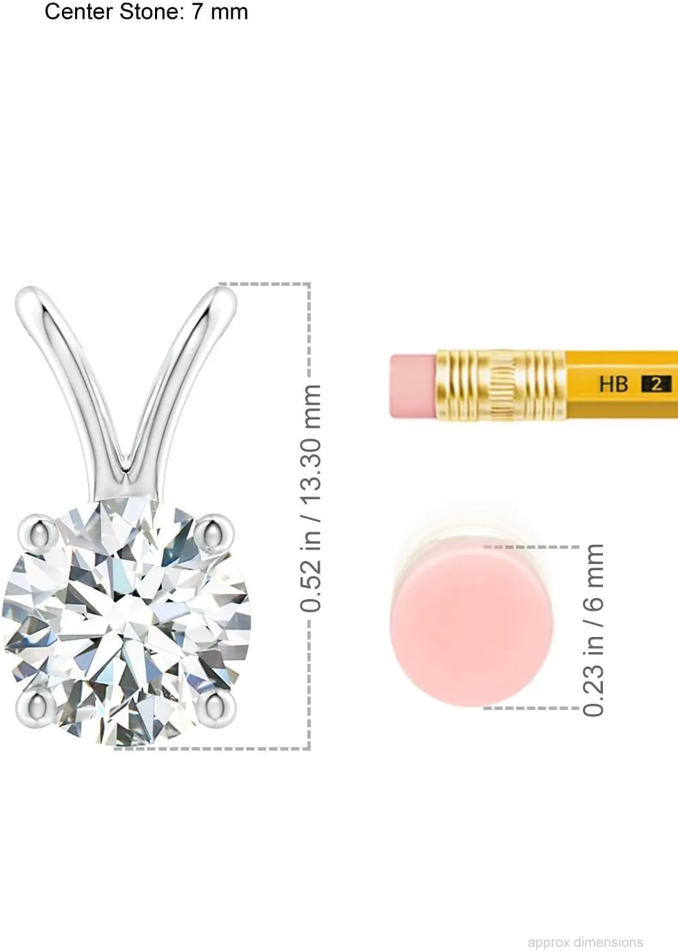Angara Lab Grown Round Diamond Solitaire V-Bale Pendant in 14K Solid Gold/Platinum | April Birthstone, Birthday, Engagement, Anniversary, Wedding Jewelry Gift for Women