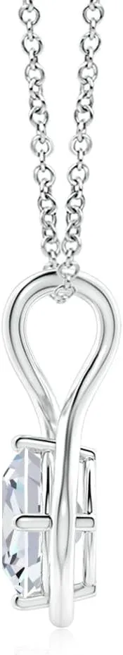 Angara Lab Grown Solitaire Cushion Diamond Twist Bale Pendant in 14K Solid Gold/Platinum | April Birthstone, Birthday, Engagement, Anniversary, Wedding Jewelry Gift for Women