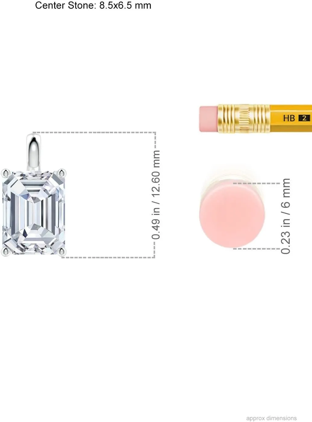 Angara Lab Grown Solitaire Emerald-Cut Diamond Classic Pendant in 14K Solid Gold/Platinum | April Birthstone, Birthday, Engagement, Anniversary, Wedding Jewelry Gift for Women
