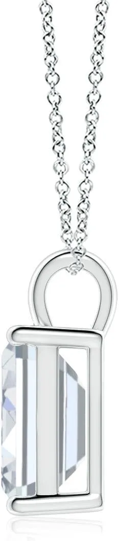 Angara Lab Grown Solitaire Emerald-Cut Diamond Classic Pendant in 14K Solid Gold/Platinum | April Birthstone, Birthday, Engagement, Anniversary, Wedding Jewelry Gift for Women