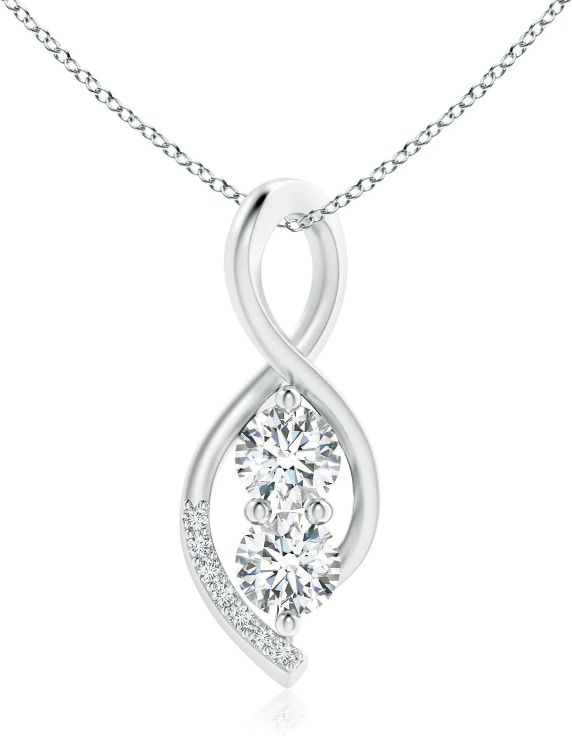 Angara Lab Grown Two Stone Diamond Infinity Twist Pendant in 14K Solid Gold/Platinum | April Birthstone, Birthday, Engagement, Anniversary, Wedding Jewelry Gift for Women